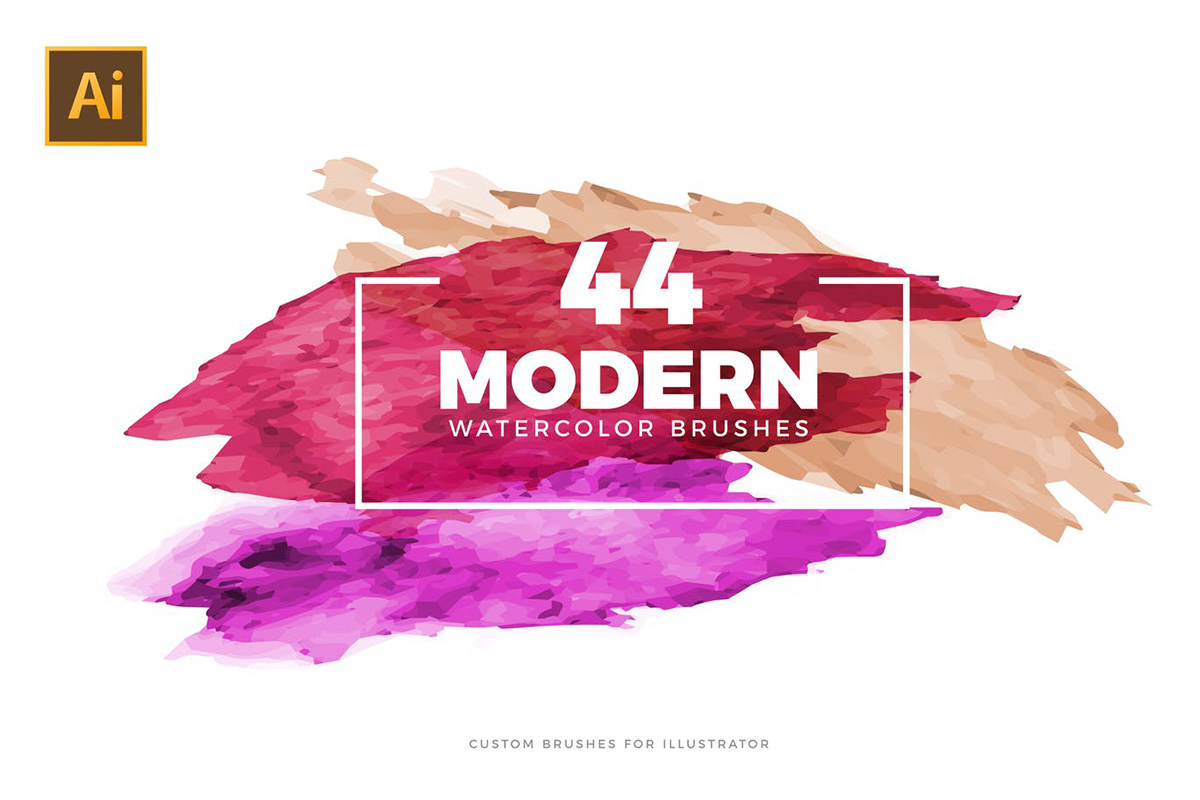 Paket 44 Modern Water Color Brushes Vector for Adobe Illustrator
