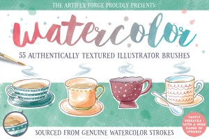 Paket 55 Authentically Realistic Watercolor Illustrator Brushes