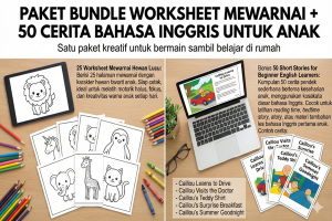 25 Worksheet Mewarnai Hewan Lucu + 50 Short Stories for Beginner English Learners