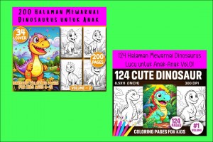 Bundle Premium Halaman mewarnai Dinosaurus untuk anak (324 pages)