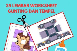 35 Halaman Gunting dan Tempel Lembar Aktivitas Anak Cut And Glue Printable Worksheet