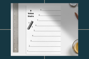 Template Kertas Value Ladder A4 Untuk Membangun Funnel & Offer {9 Value Stairs} (Dapat File PDF Siap Print A4)