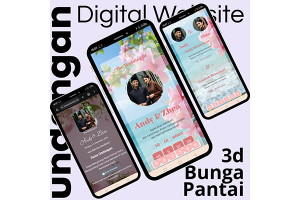Undangan Digital Website Pernikahan 3D Bunga Pantai Video Motion Animasi Web Premium Link Wa Ekspres